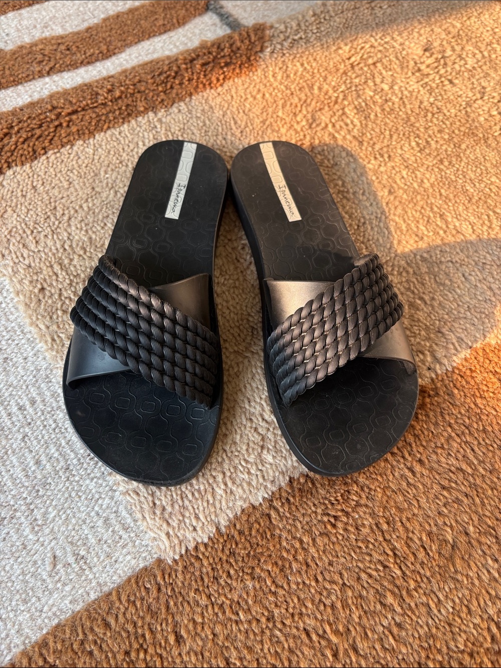 Ipanema Black Braided Slide Sandals